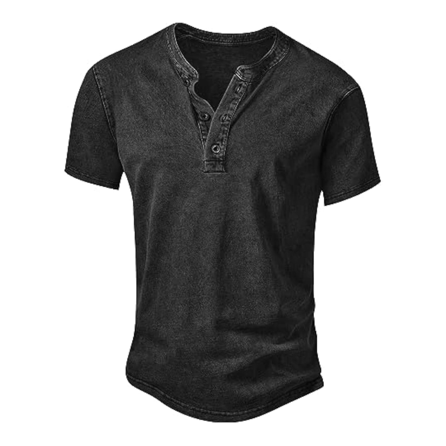 Mens Distressed Henley Shirts Retro Short Sleeve Cotton Tee Shirts Casual Button Down Washed T-Shirts