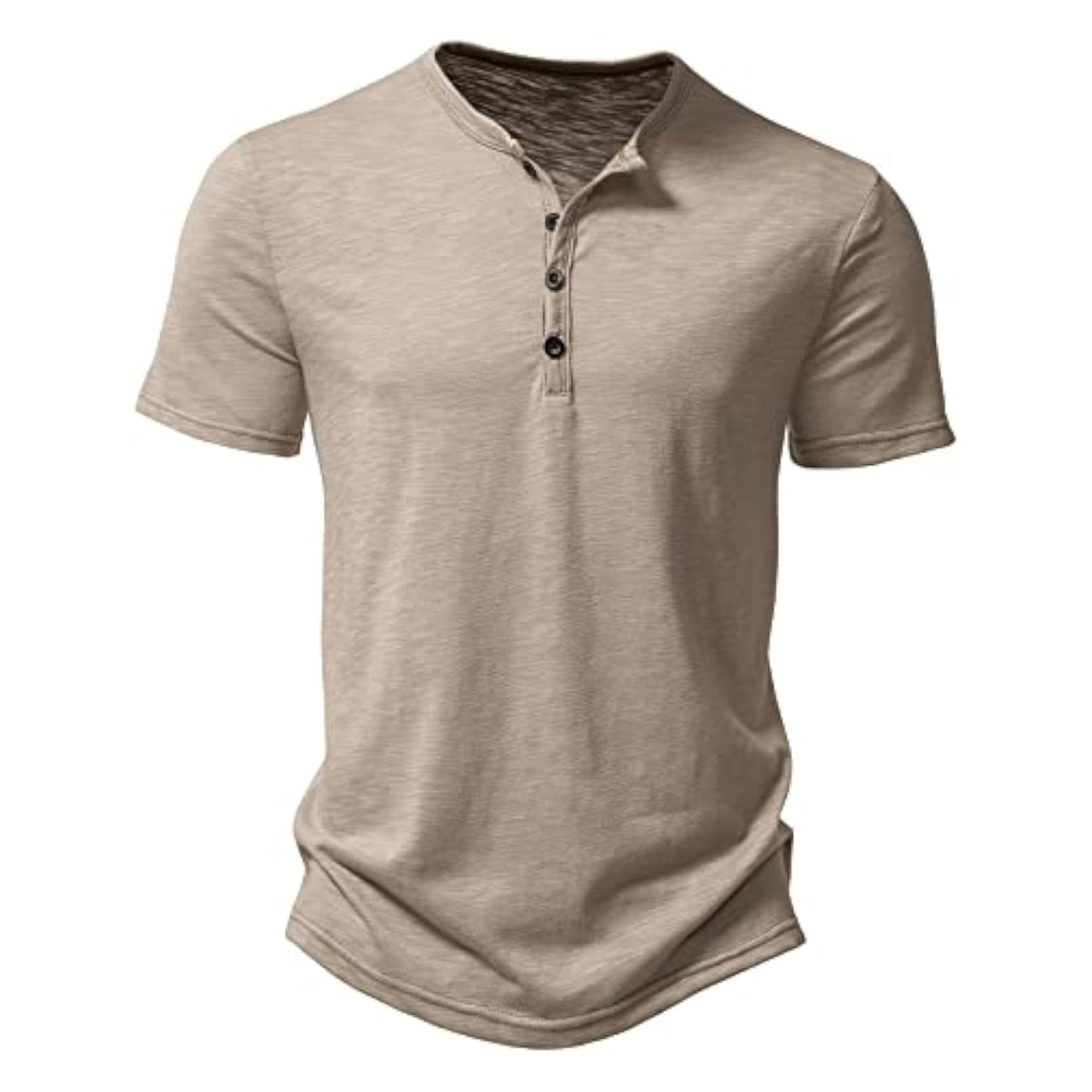 Men's Short Sleeve Henley Shirt Casual Stretchy Slim Fit T Shirt