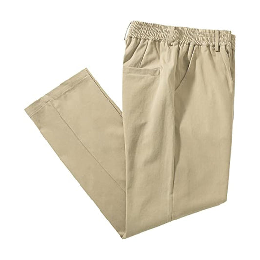 Men’s Elastic Waist Loose Fit Denim Pants Casual Solid Jeans Trouser