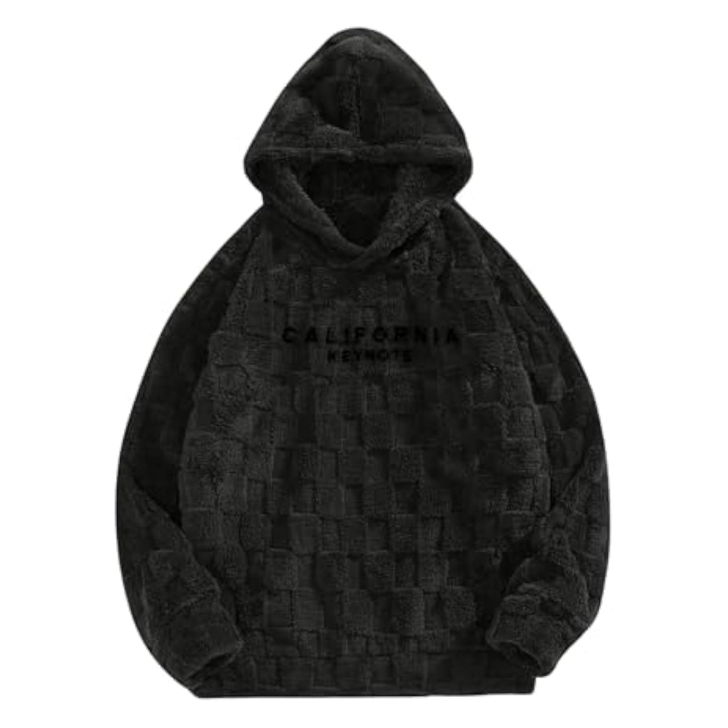 Hoodies for Men Letter Graphic Pullover Hoodie Sherpa Embroidery Long Sleeve Fleece Hooded Sweatshirt