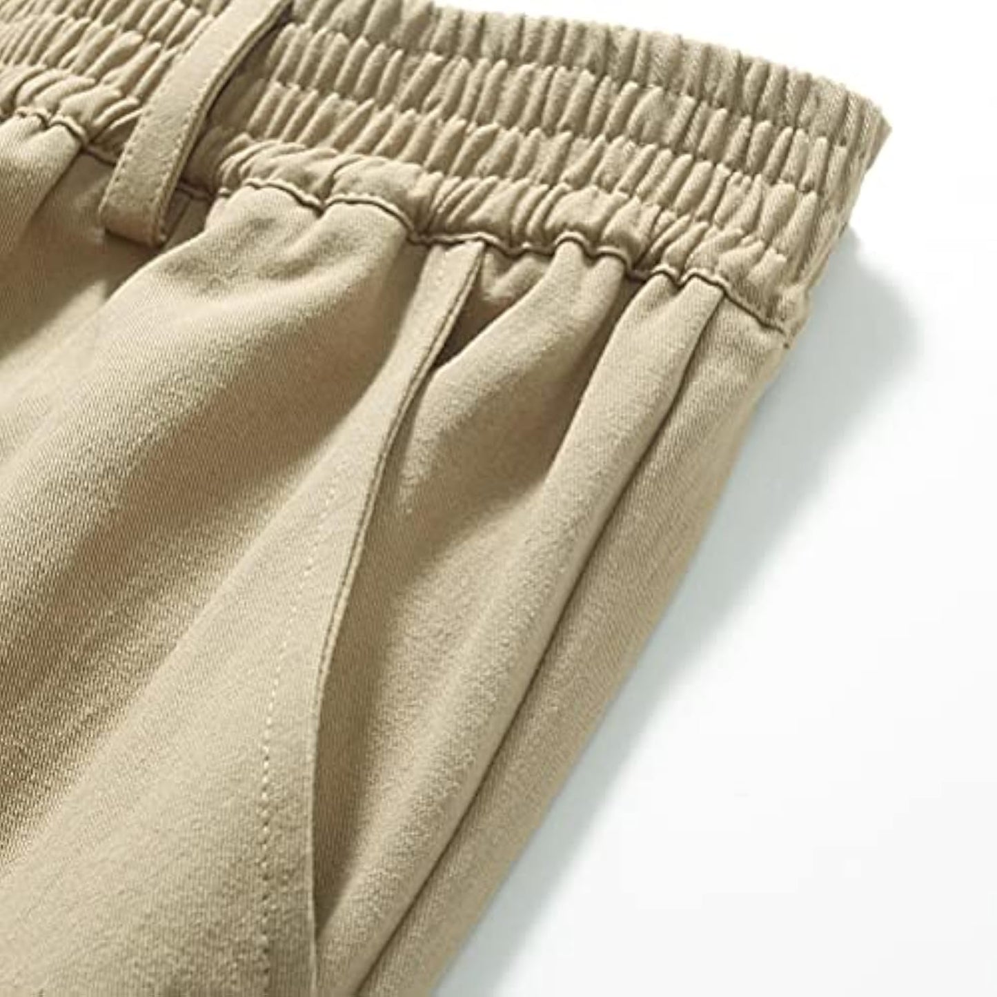 Men’s Elastic Waist Loose Fit Denim Pants Casual Solid Jeans Trouser
