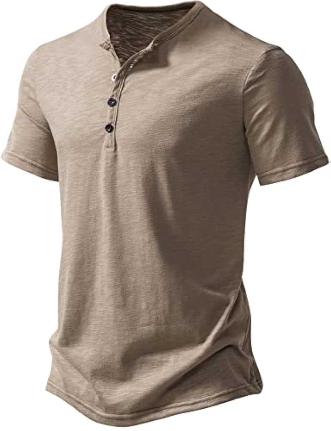 Men's Short Sleeve Henley Shirt Casual Stretchy Slim Fit T Shirt