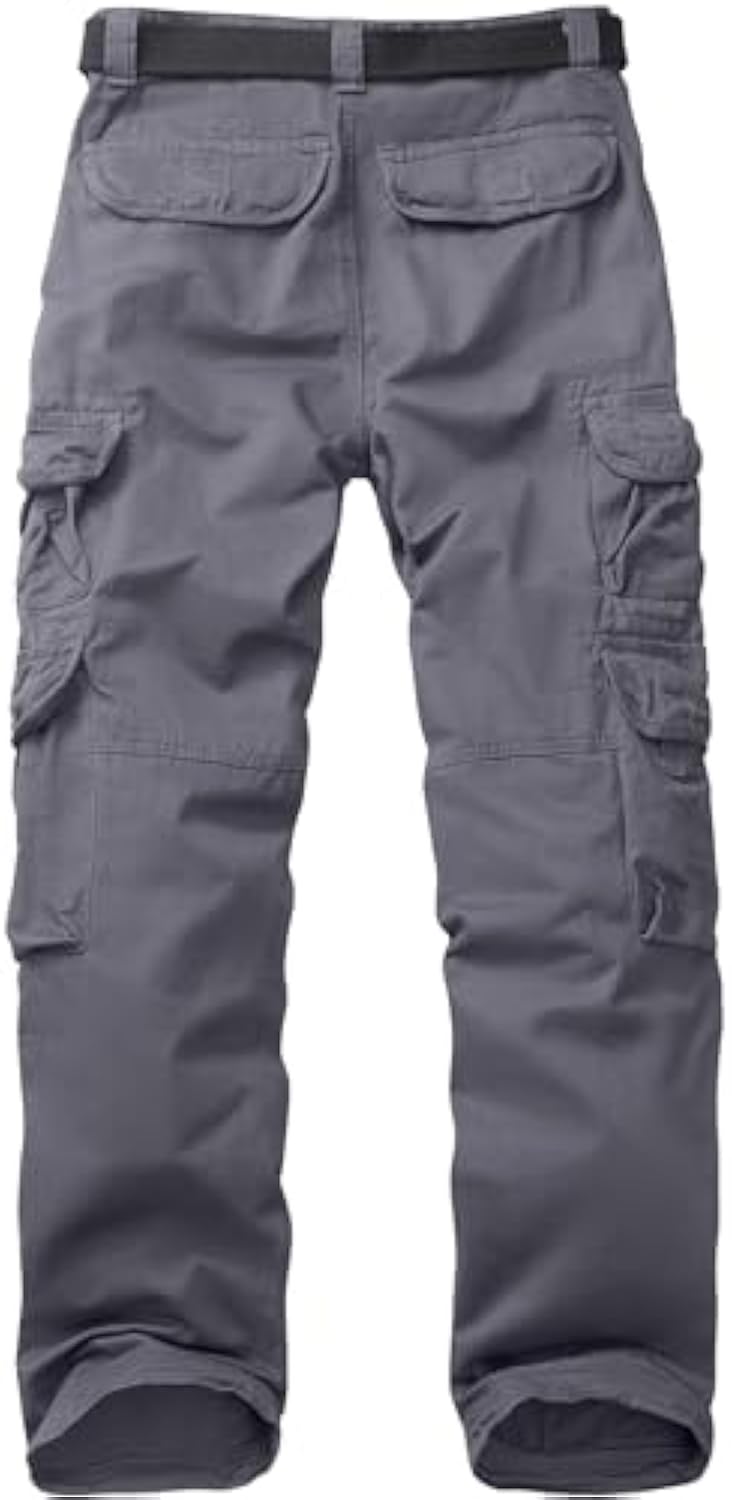 Men's Cargo Pants Cotton Ripstop Hiking Work Pants Comfort Casual Outdoor Pants with Multi Pockets