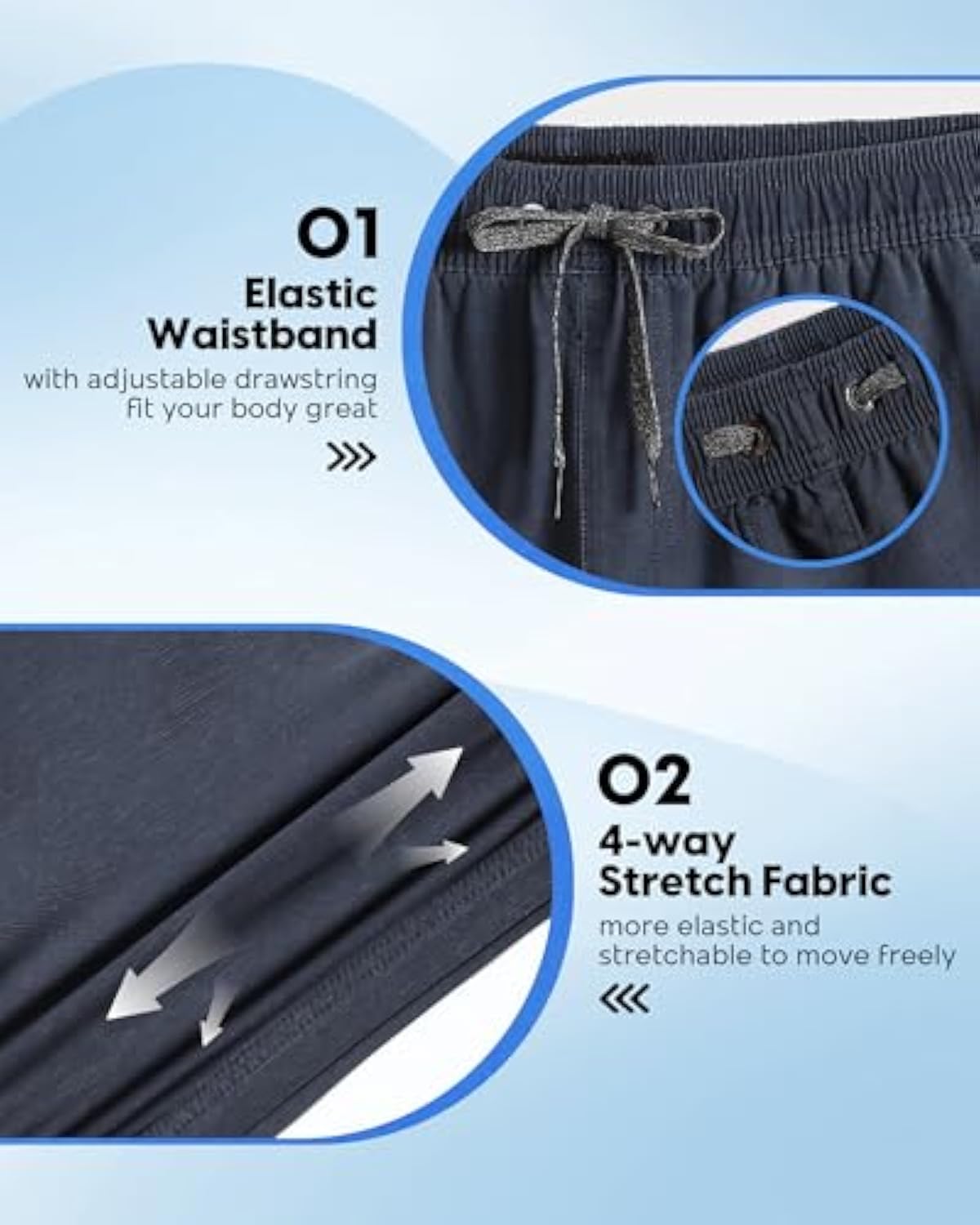 Men's 5 inch Inseam Shorts Pull-On Relaxed Fit Comfort Stretch Short Shorts with Pocket