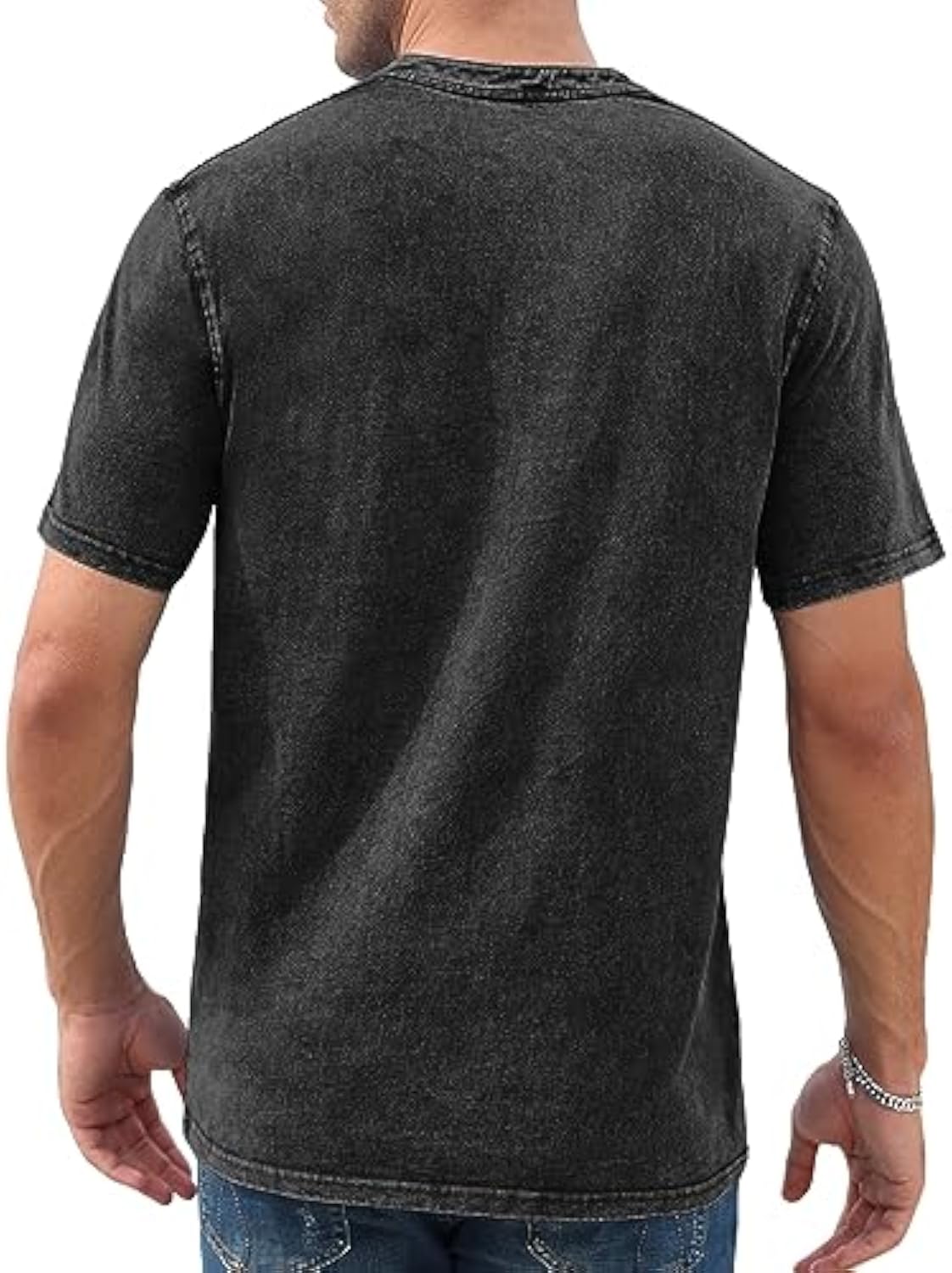 Mens Distressed Henley Shirts Retro Short Sleeve Cotton Tee Shirts Casual Button Down Washed T-Shirts