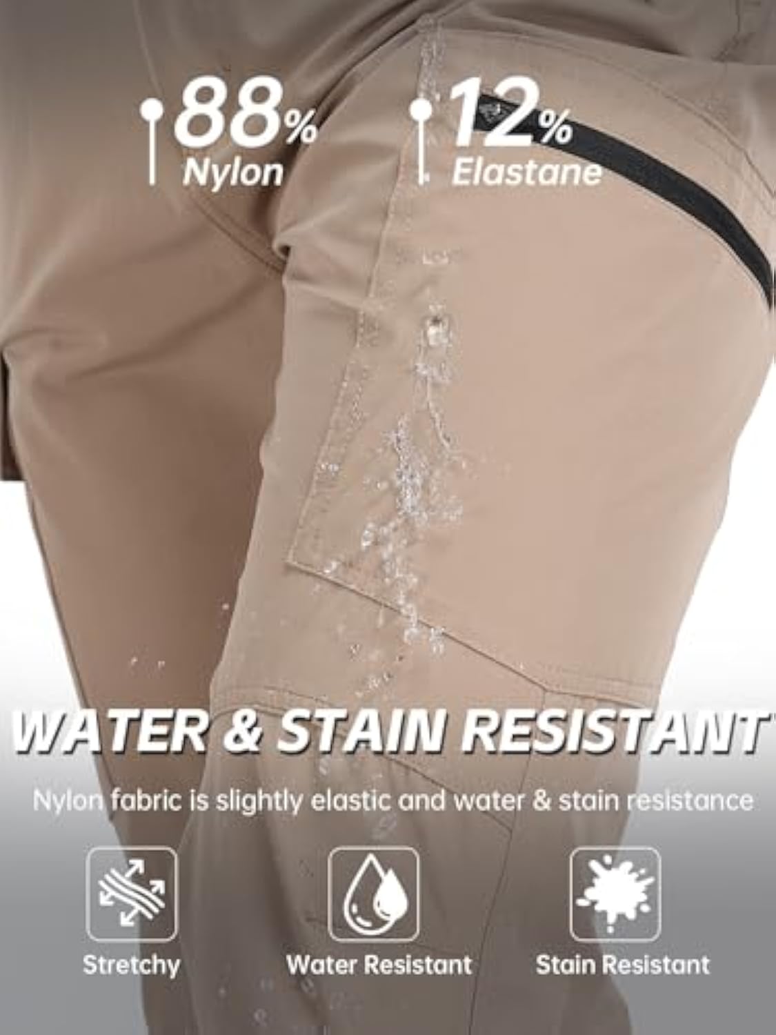 Men's Hiking Cargo Pants Water Resistant Quick Dry Lightweight Pants for Fishing Camping Running Work Outdoor