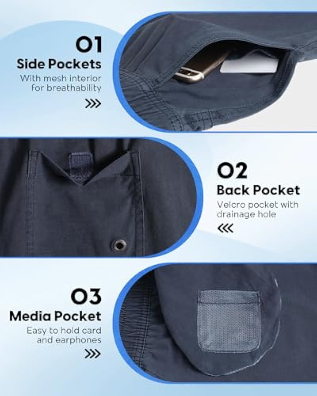 Men's 5 inch Inseam Shorts Pull-On Relaxed Fit Comfort Stretch Short Shorts with Pocket