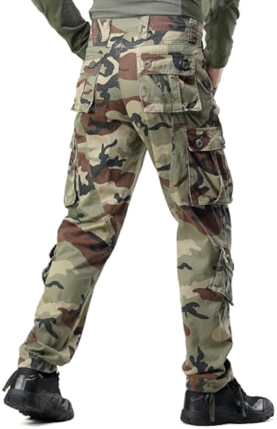 Men's Camo BDU Cargo Tactical Ripstop Casual Lightweight Baggy Combat 100% Cotton Pants with 8 Pockets(No Belt)