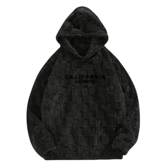 Hoodies for Men Letter Graphic Pullover Hoodie Sherpa Embroidery Long Sleeve Fleece Hooded Sweatshirt