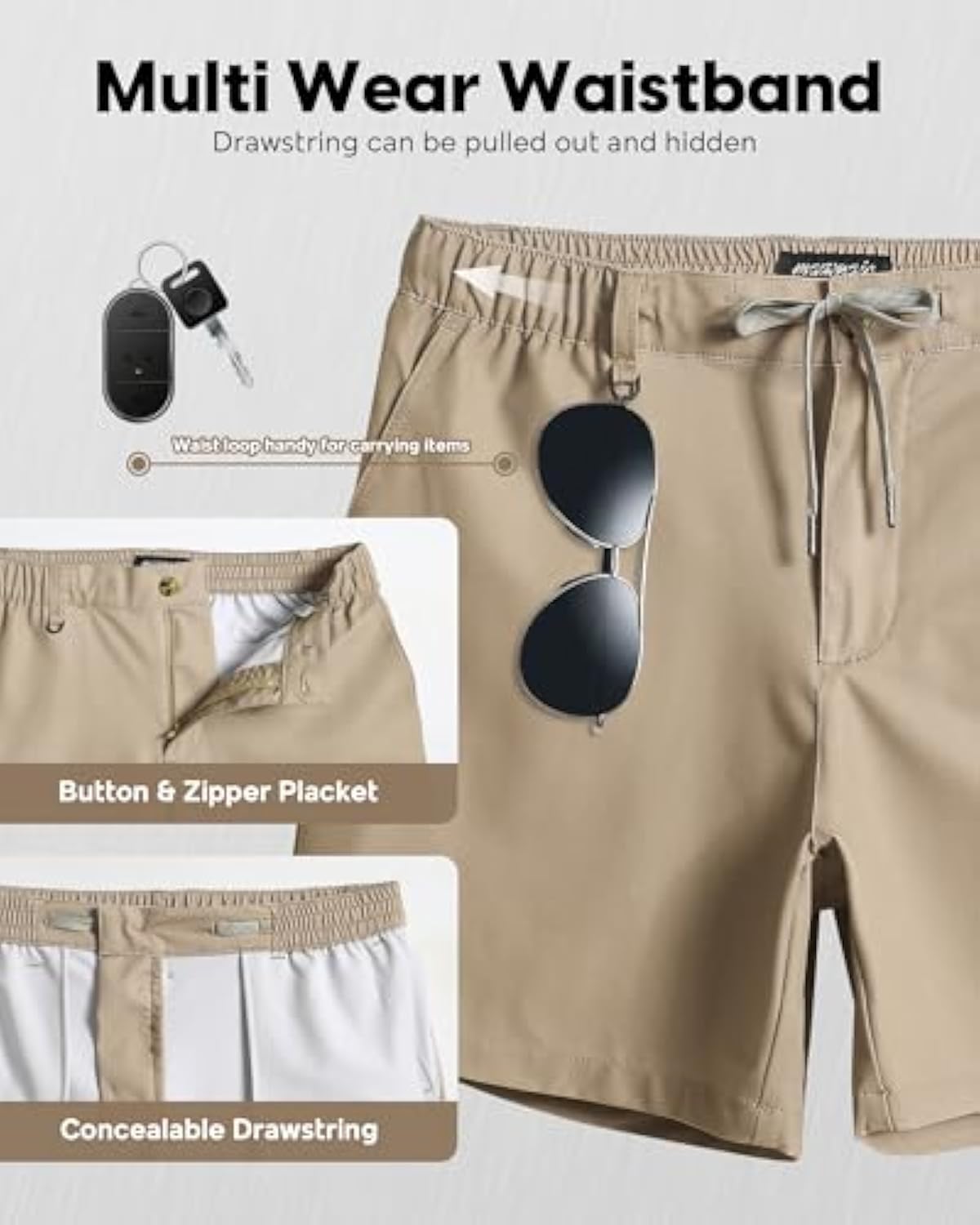 Men's 5/7 Inch Casual Classic Fit Shorts with Multi-Pocket Quick Dry Sports Shorts